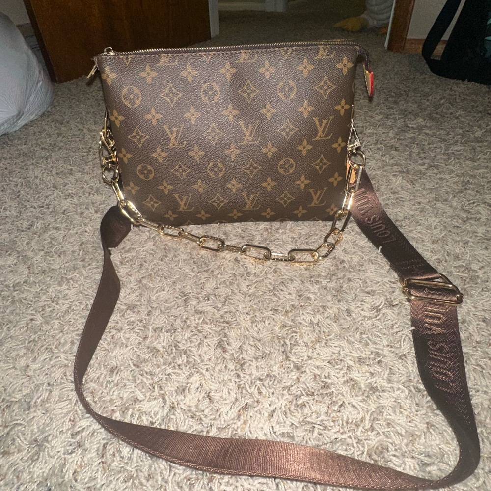 Brown and Gold Monogram Shoulder Bag